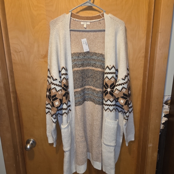 Brand new Maurices 2X fair isle open-front duster cardigan - Picture 1 of 4